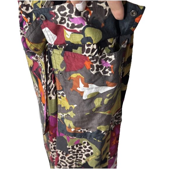Max Mara Size M Floral Animal Print Faux Wrap Knee-Length Dress Stretchy Belted - Picture 8 of 13